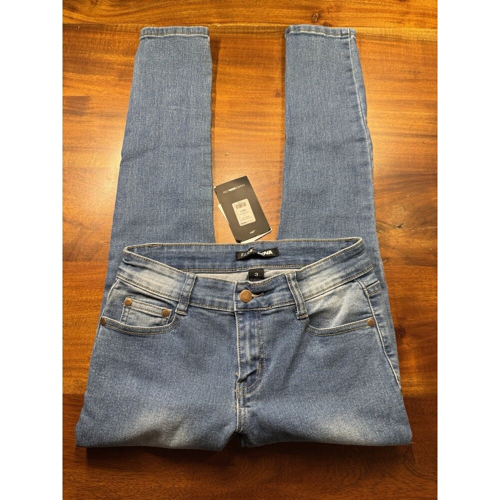Fashion Nova All The Booty Ripped Skinny Jeans Medium Blue Wash Sz 26 - NWT